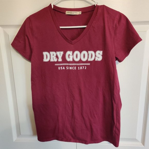 Chance Or Fate Dry Goods Women's Size L Maroon Short Sleeve T-shirt V-neck - Picture 1 of 5